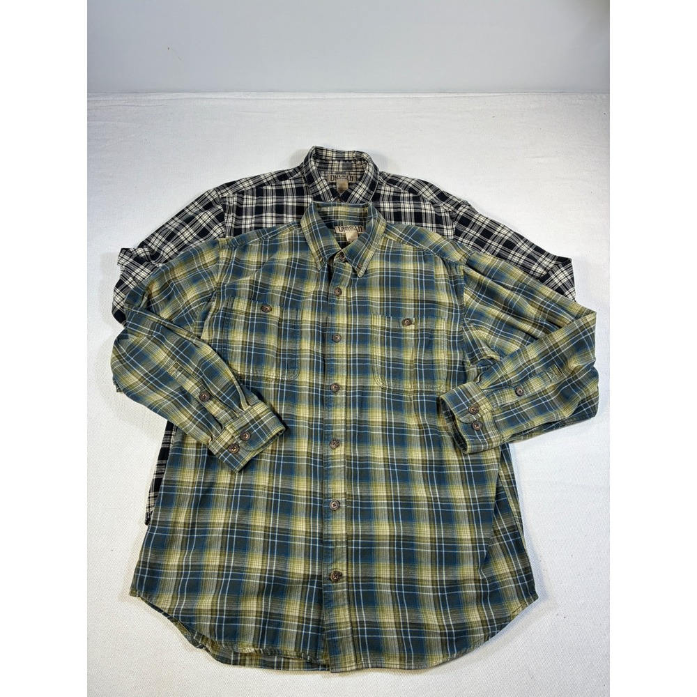 Lot of 2 Duluth Trading Co Mens Large Long Sleeve Button Down Shirts Plaid